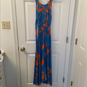Orange and blue dress